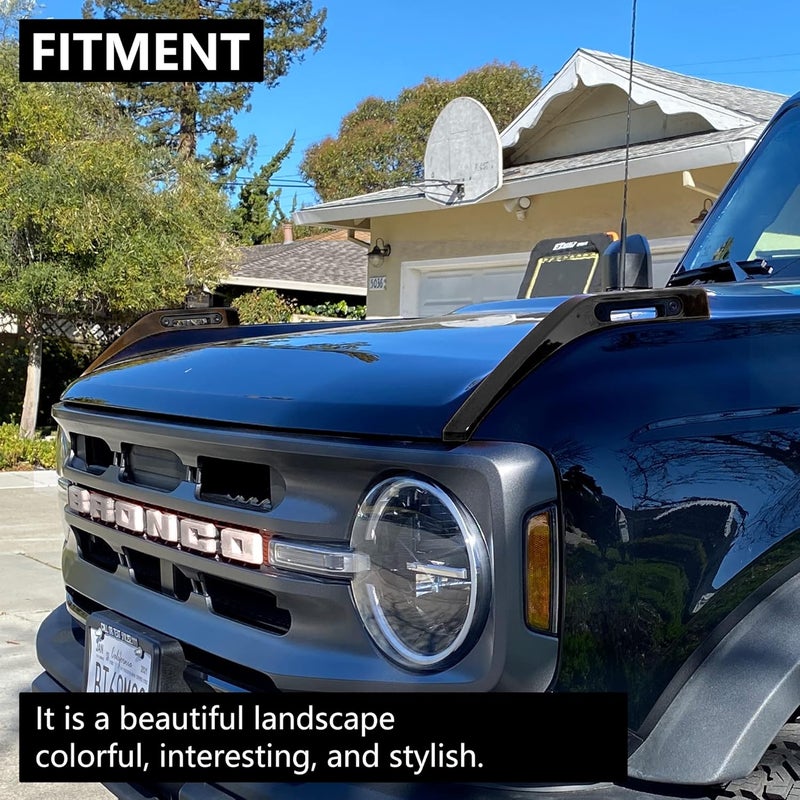 RERPRO Hood Trail Sights Cover Trim for Ford Bronco 2/4 Door 2021 2022 2023 2024 2025 Accessories Engine Hood Hinge Covers Hood Side Release Handle Decoration Stickers Accessory, 1 Pair Black - Image 3